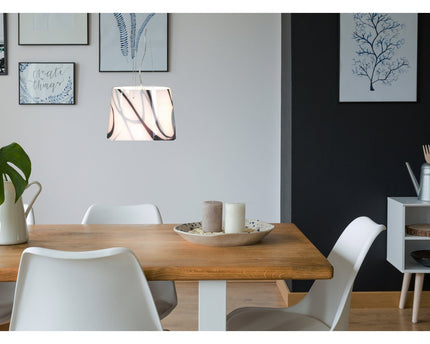 Glazen hanglamp "mengsel" gemaakt van metaal en glas in wit, E27, Ø 29 cm
