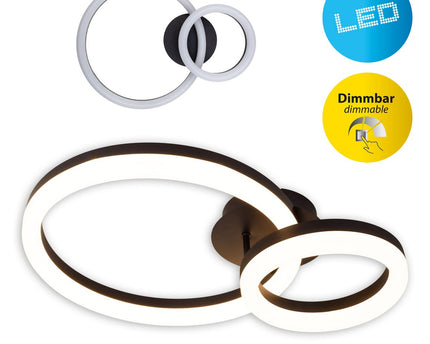 LED CCT-plafondlicht "Circulo" gemaakt van zwart metaal en zandkleurig plastic 53 cm lang