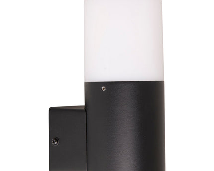 Buiten wandlamp "Torcia" 16,5 cm hoog, gemaakt van metaal en plastic in zwart, E27