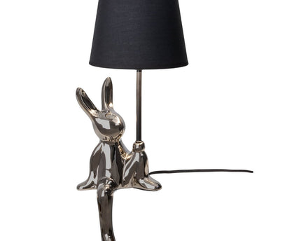 Tafellamp "helge" Ø 18 cm, hoogte ca. 45 cm, gemaakt van keramiek in zwart en zilveren, zwarte tekstbladen