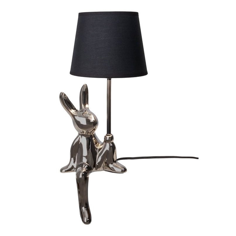Tafellamp "helge" Ø 18 cm, hoogte ca. 45 cm, gemaakt van keramiek in zwart en zilveren, zwarte tekstbladen