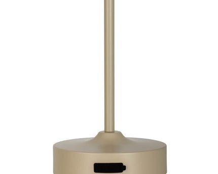LED -batterij/ tafellamp "Pina" 30 cm hoog, gemaakt van metaal (beige) en glas (wit), geïntegreerde LED's, warm wit