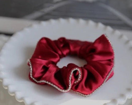 100% zijde oogverblindende haarscrunchie - 19 momme - diamantversiering