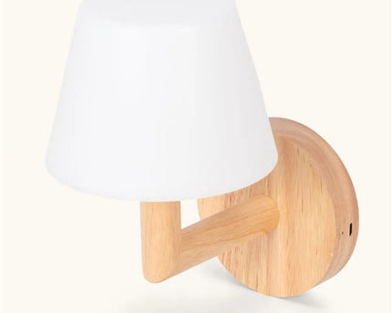 Ted lichtbruin houten oplaadbare wandlamp | Draadloze en dimbare verlichting