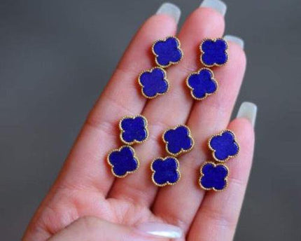 Minimalistische Lapis Lazuli Lucky Clover Ear Studs