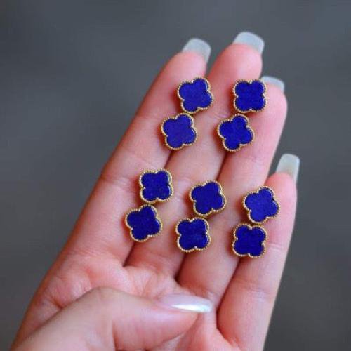Minimalistische Lapis Lazuli Lucky Clover Ear Studs