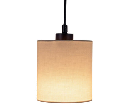 4 hanglamp "Malta" gemaakt van metaal en hout, met textielparaplu's in grijs en wit, E27 -aansluiting, verlichting voor woonkamer, kantoor of nachtkastje