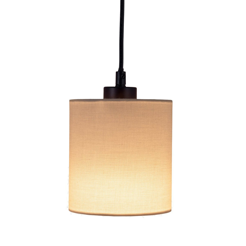 4 hanglamp "Malta" gemaakt van metaal en hout, met textielparaplu's in grijs en wit, E27 -aansluiting, verlichting voor woonkamer, kantoor of nachtkastje
