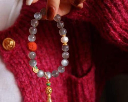 Labradoriet kralen armband met boeddhisme gelukkige charms
