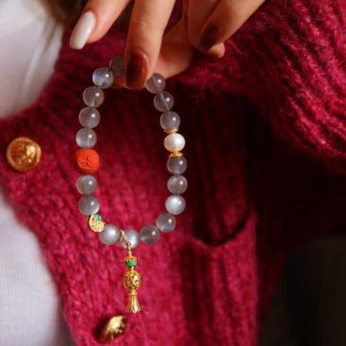 Labradoriet kralen armband met boeddhisme gelukkige charms
