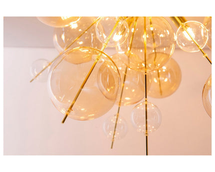 Plafondlamp "explosie" Amber gemaakt van metaal en glas, G9 -versies, plafondlamp voor eetkamer, woonkamer, gang of kantoor, Ø57 cm