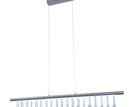 Led hanglamp "nobilis" lengte ongeveer 100 cm, gemaakt van metaal en plastic in satijnnikkel, met stevig ingebouwde LED's, verlichting voor woonkamer, eetkamer of kantoor