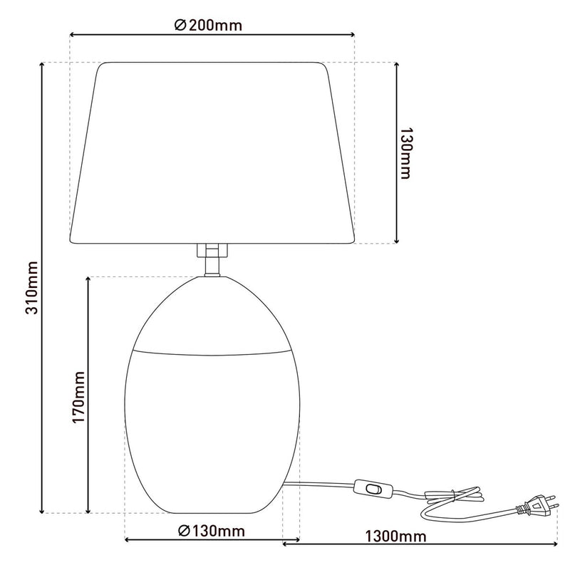 Keramische tafellamp "Talia", tafellamp, keramiek, beige/grijs, met E14 -aansluiting, voor eetkamer, woonkamer, gang of kantoor, 31 cm hoog
