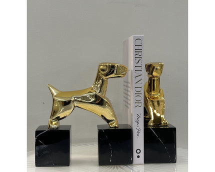 Modernist Art Deco Chrome Terrier Statues  Puppy Bookends (Set of 2)