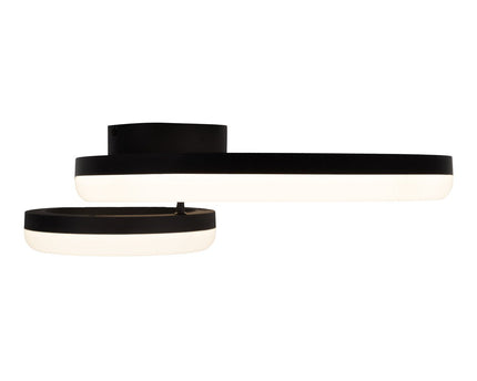 LED CCT-plafondlicht "Circulo" gemaakt van zwart metaal en zandkleurig plastic 53 cm lang