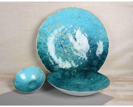 Turquoise gesneden met gouden rand 50 cm