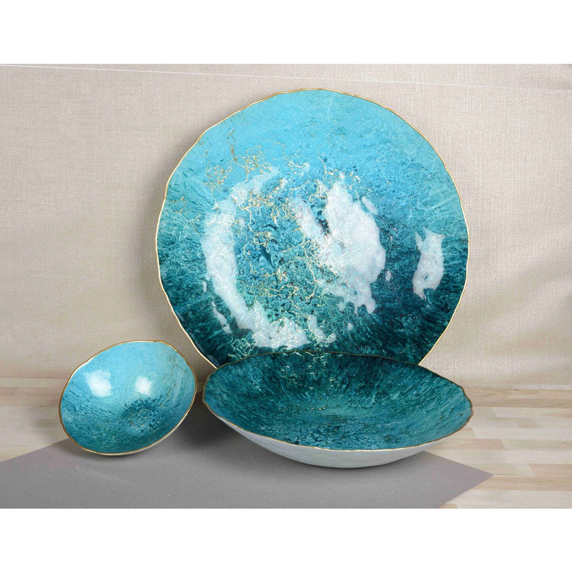 Turquoise gesneden met gouden rand 50 cm