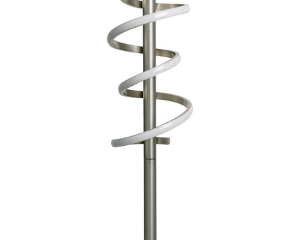 LED staande lamp "Belleza", moderne vloerlamp gemaakt van metaal en plastic in nikkel mat en wit, met stevig ingebouwde LED's, 140 hoog, verlichting voor woonkamer, eetkamer, slaapkamer of kantoor.