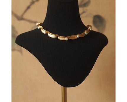 Vintage geïnspireerde parel lint ketting
