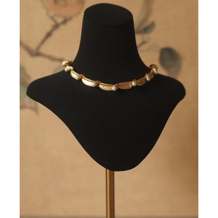 Vintage geïnspireerde parel lint ketting