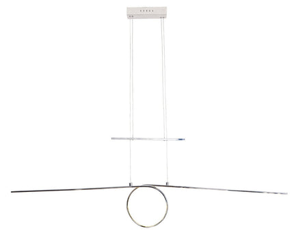 Metalen LED in zilveren LED -hanglamp, met geïntegreerde LED -slinger binnenin binnen