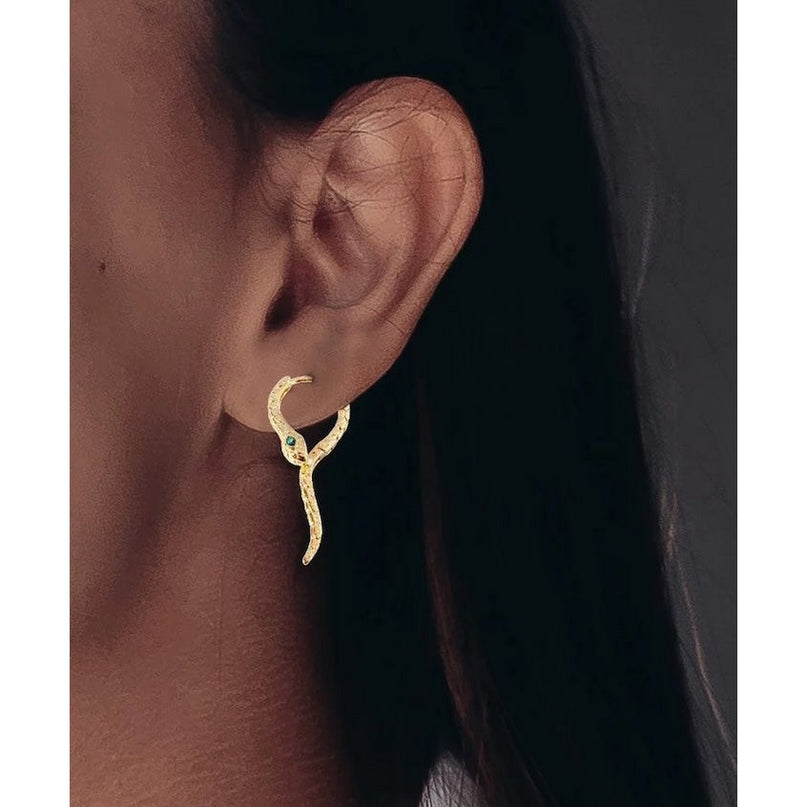 Unieke groene -eye cobra -ontwerp oorbellen - goud n zilver