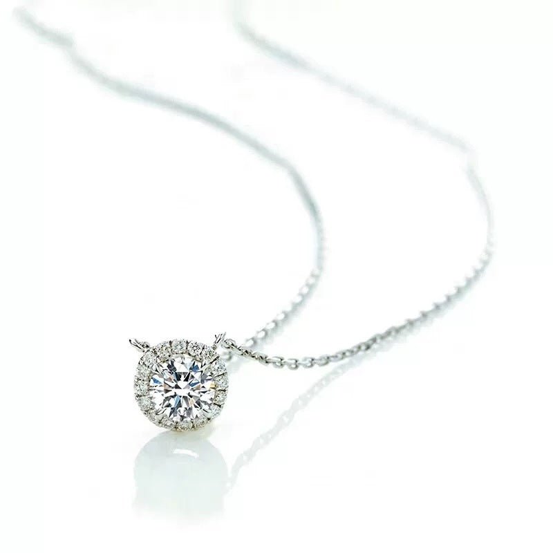 Sprankelende Moissanite Halo ketting