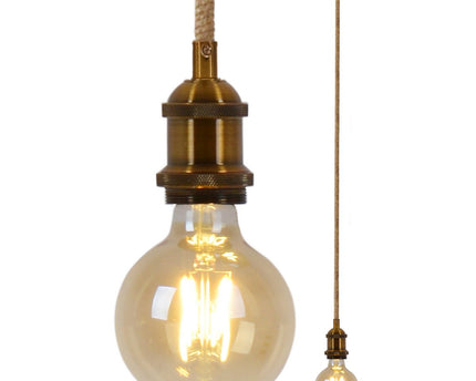 Metalbaldachin "Ontario" decoratieve hanglamp gemaakt van metaal in alt-messing en jute, E27-versie, verlichting voor woonkamers of kantoor.