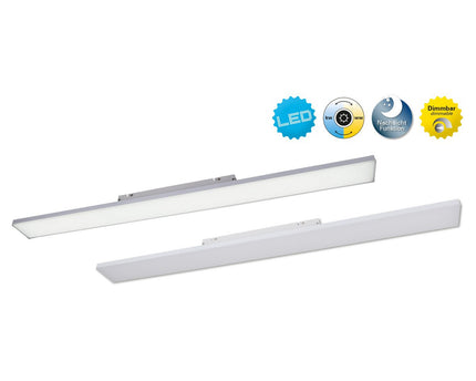 LED -paneel plafondlicht "Carente" lengte 119,5 cm, frameless, vele functies, gemaakt van metaal en plastic, witte, geïntegreerde LED's