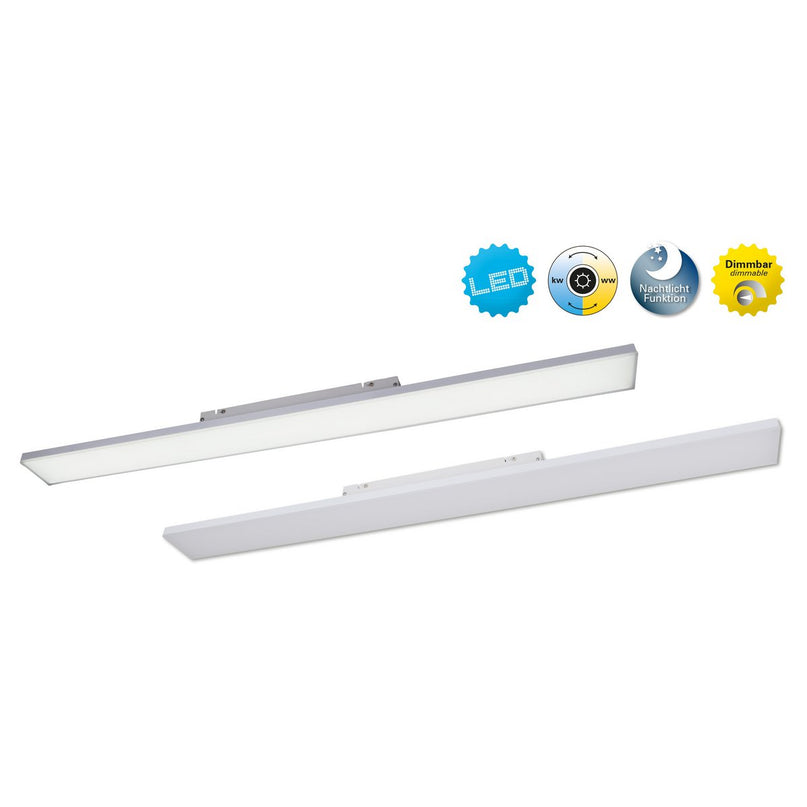 LED -paneel plafondlicht "Carente" lengte 119,5 cm, frameless, vele functies, gemaakt van metaal en plastic, witte, geïntegreerde LED's