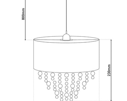 Decoratieve hanglamp "Crystallo", hanglamp gemaakt van metaal, transparant plastic en wit textielmateriaal, E27 -aansluiting, voor eetkamer, woonkamer, gang of kantoor, 30 cm diameter
