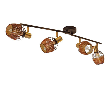 4 plafondlamp "Corbis", metalen plek in zwart en goud, met E14 -aansluiting, voor eetkamer, woonkamer, gang of kantoor, plafondlamp, 78 cm lang