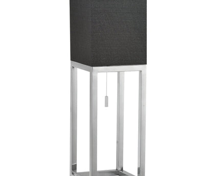 Tafellamp "Alfa", moderne metalen tafellamp en textiel in chroom/donkergrijs met E27 -aansluiting, 65 cm hoog, chique lamp voor gang, woonkamer en kantoor