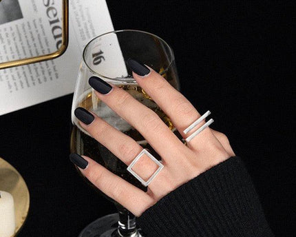 Sterling zilveren en gouden vermeil vierkante ring met opvallende look