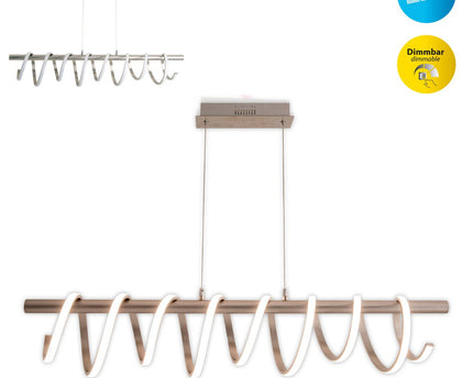 LED -hanglamp "Belleza", moderne metalen slinger lamp en plastic in nikkel mat en wit, met stevig gebouwd -in LED's, 100 cm lang. De ideale verlichting voor woonkamer, eetkamer of keuken.