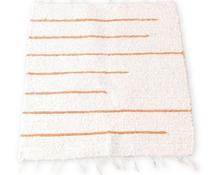 Vloerkleed van wit katoen met bruine strepen 64x51 cm Handgeweven vloermat GIANYAR