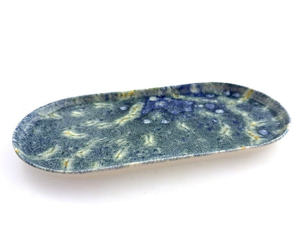 Azure blauw ovaal gerecht klein model 17 cm