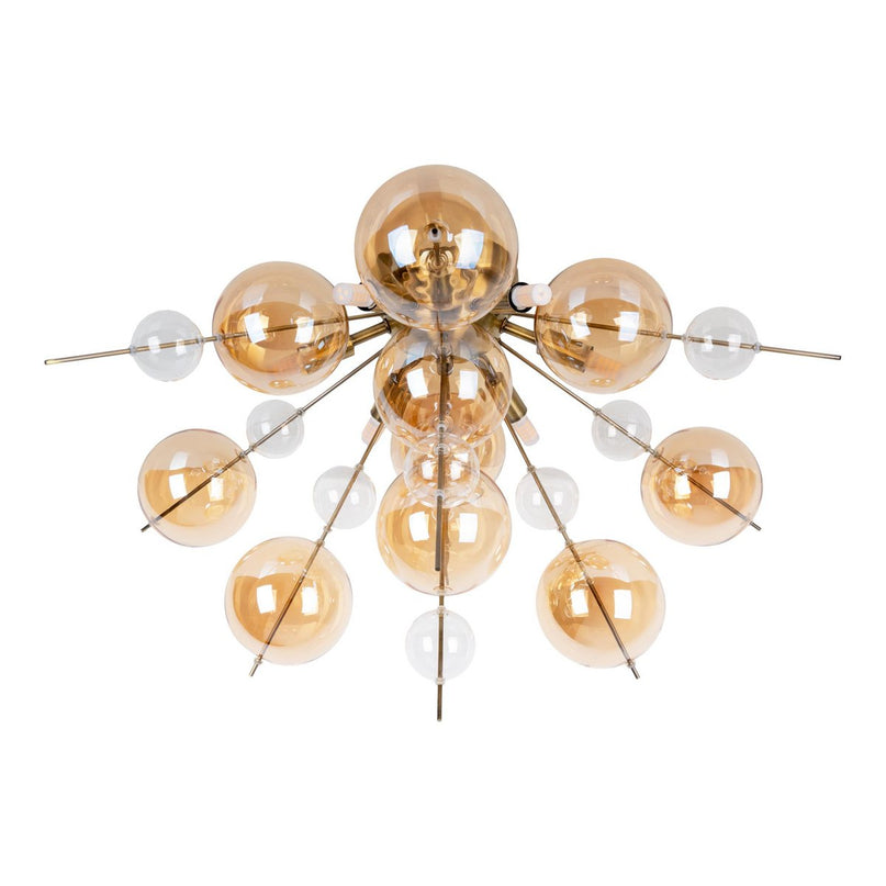 Plafondlamp "explosie" Amber gemaakt van metaal en glas, G9 -versies, plafondlamp voor eetkamer, woonkamer, gang of kantoor, Ø57 cm