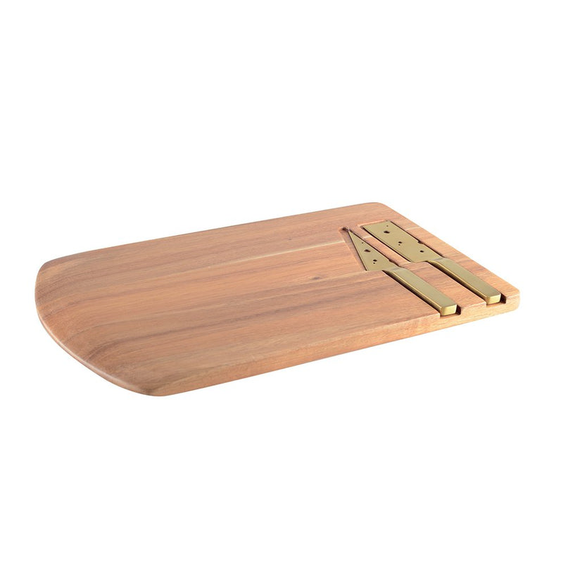 Houten kaasgerecht met 2 messen