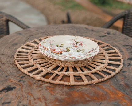 Placemat (set van 2, 4 of 6) CARUBAN | 38 cm Boho Placemat rond gemaakt van Waterhyacint