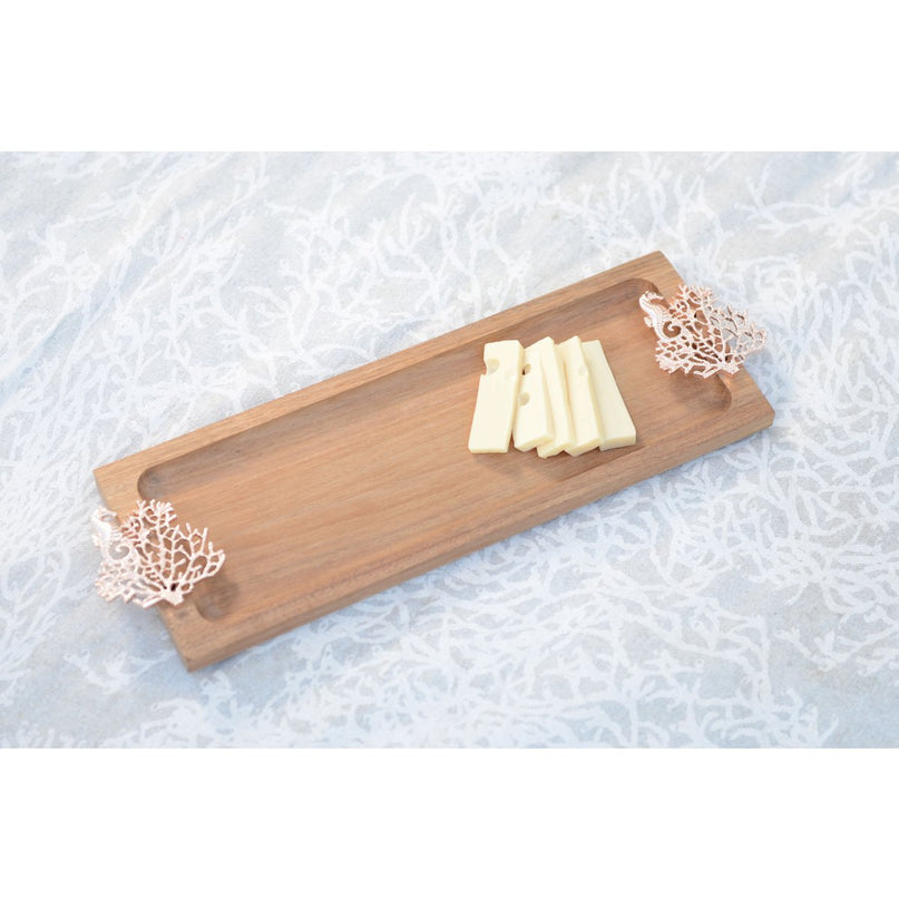 Houten lade met decoratie roségoud 42x13x3cm