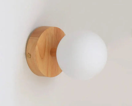 Richella lichtbruin houten en glazen wandlicht - oplaadbaar en draadloos