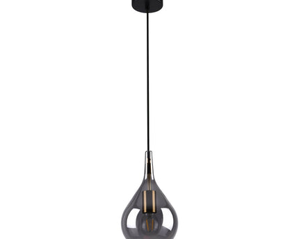 Hanger lamp "gota", retro klassieke hanglamp gemaakt van zwart rookglas Ø 20 cm, met E27 -versies, 150 hoog, ideaal voor eetkamer, woonkamer en keuken.