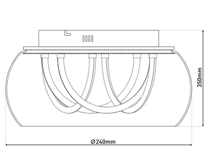 LED -plafondlicht "Malou" Ø 45 cm, 23,5 cm hoog, gemaakt van metaal, rookglas, geïntegreerde LED's, warm wit