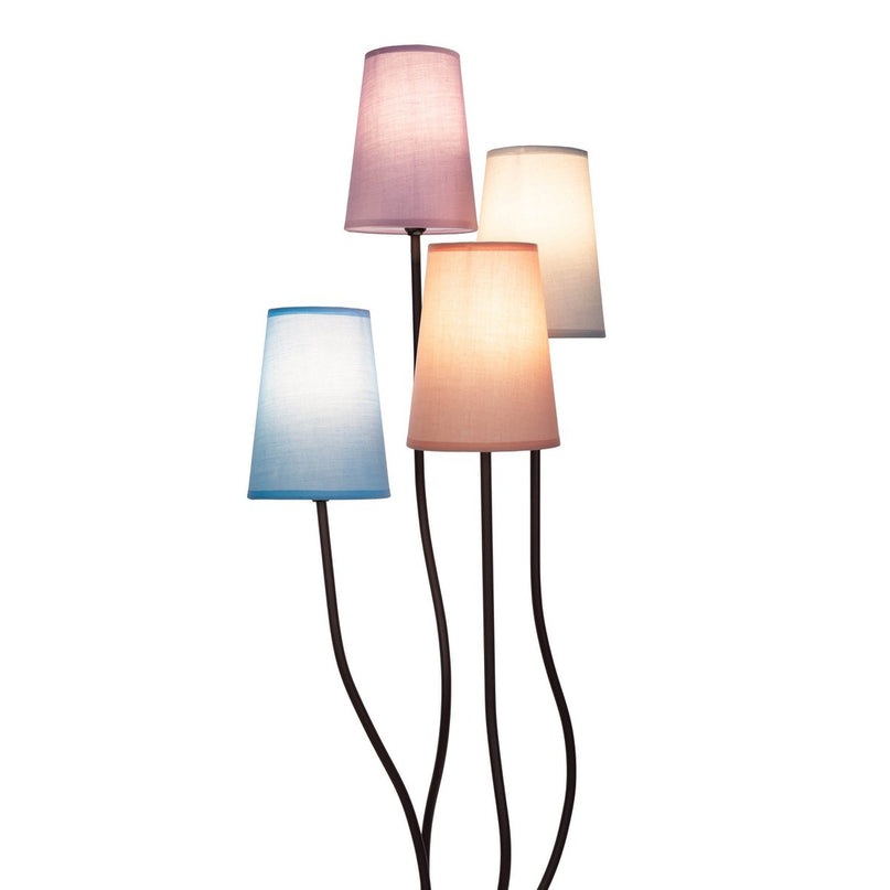 Textiel staande lamp 4-flame "boho" kleurrijke, vloerlamp met kleurrijke paraplu's, met E14-aansluiting, voor eetkamer, woonkamer, gang of kantoor, 140 cm hoog