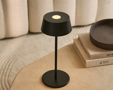 Hugo Midnight Black oplaadbare tafellamp - dimbaar, stijlvol en draadloos