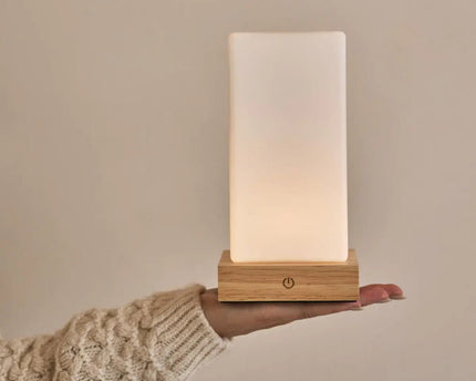 Zayn lichtbruine houten oplaadbare lamp L Dimmable & draadloze en goede batterij