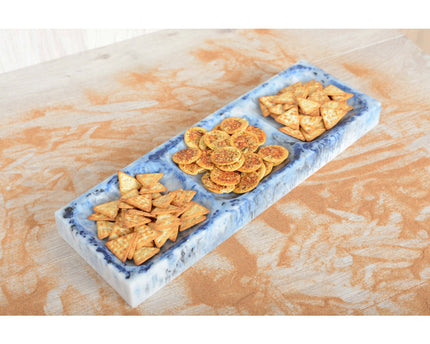 Aperitif Dish 3 Compartimenten / Blue Resin Cake Dish Cloud