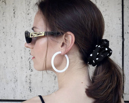 Polka Dot 100% zijden haarscrunchie - 6 cm breed