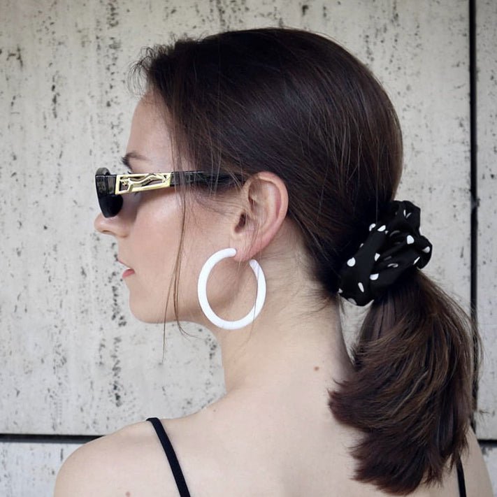 Polka Dot 100% zijden haarscrunchie - 6 cm breed